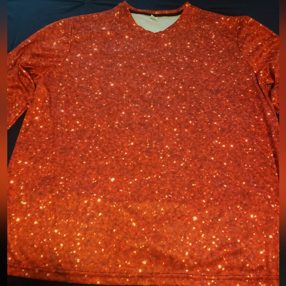 Womens 2X Red V-Neck Long Sleeve Top